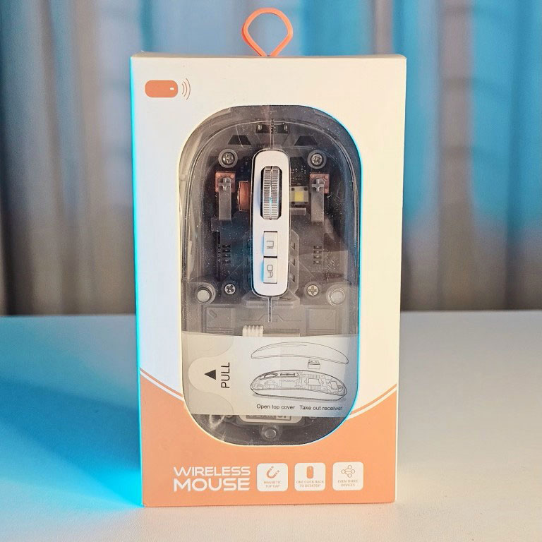 GearUP WM30 Transparent Crystal 2.4G + Bluetooth Magnetic Wireless Mouse- Gray Color thumbnail 2