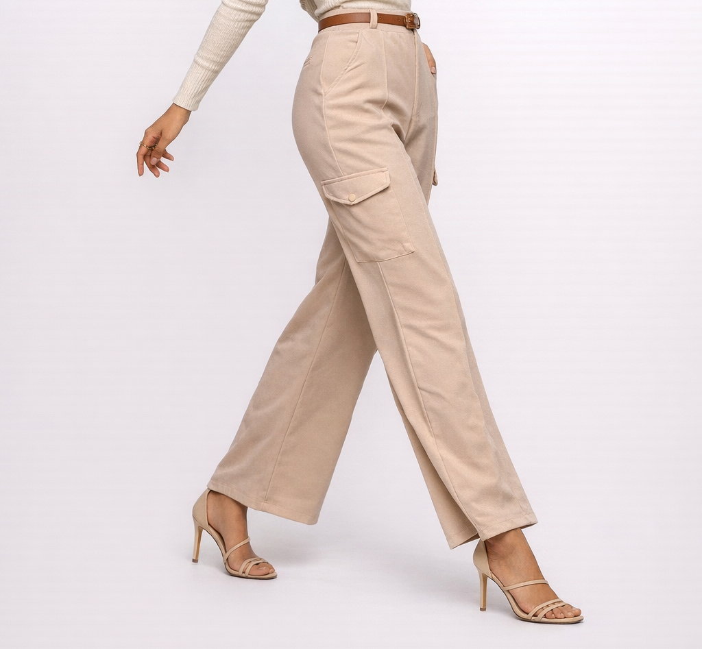 Premium light beige cream Cargo Pant thumbnail 3