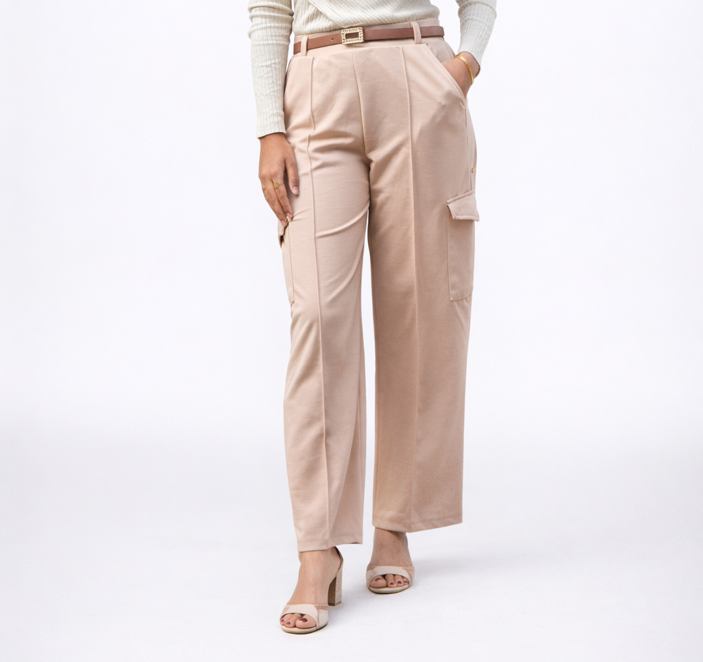 Premium light beige cream Cargo Pant thumbnail 5