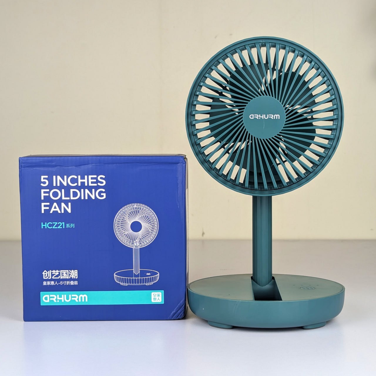 Rechargeable 5-inches Folding fan HCZ21 Green colour thumbnail 2