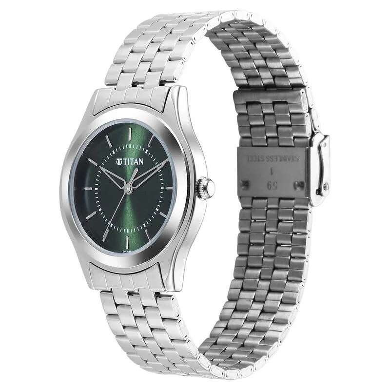 Titan Karishma Zing Quartz 1648SM01 Analog Green Dial Stainless Steel Strap Watch for Men thumbnail 2